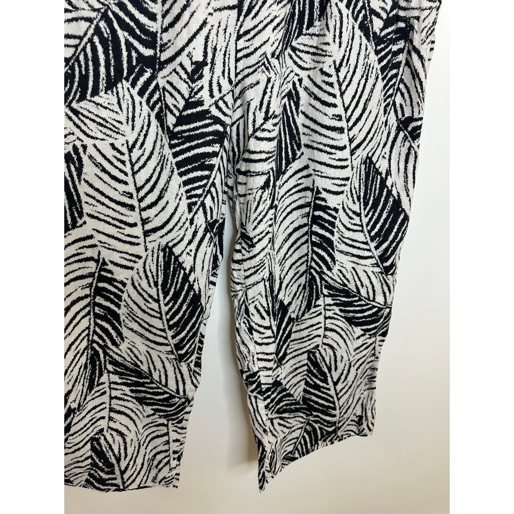 Cynthia Rowley 100% Linen Wide Leg Crop Pants Leaf Tropical Print Plus Size 1X - Picture 8 of 12